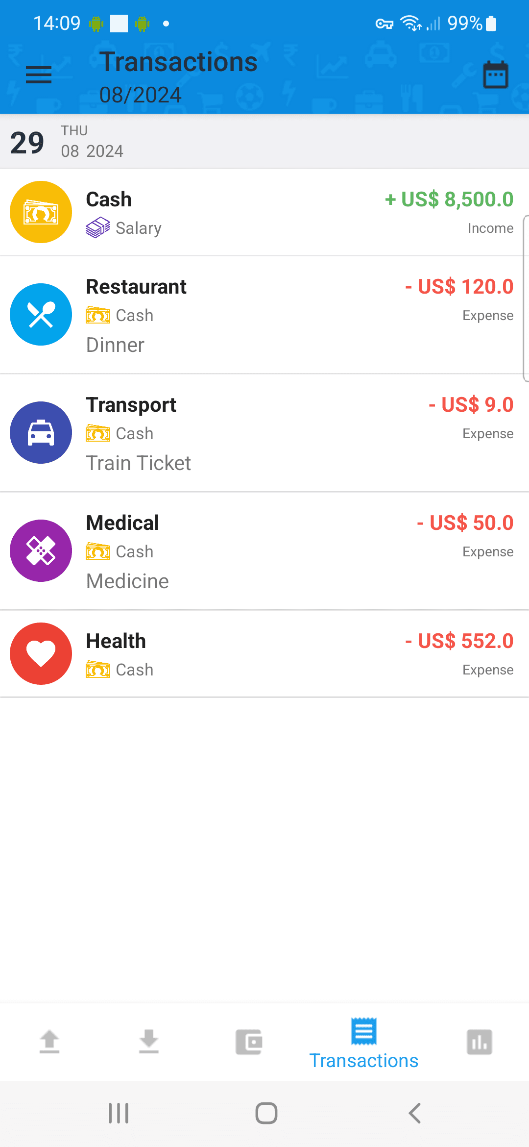 Tracker für Ausgaben und Einnahmen