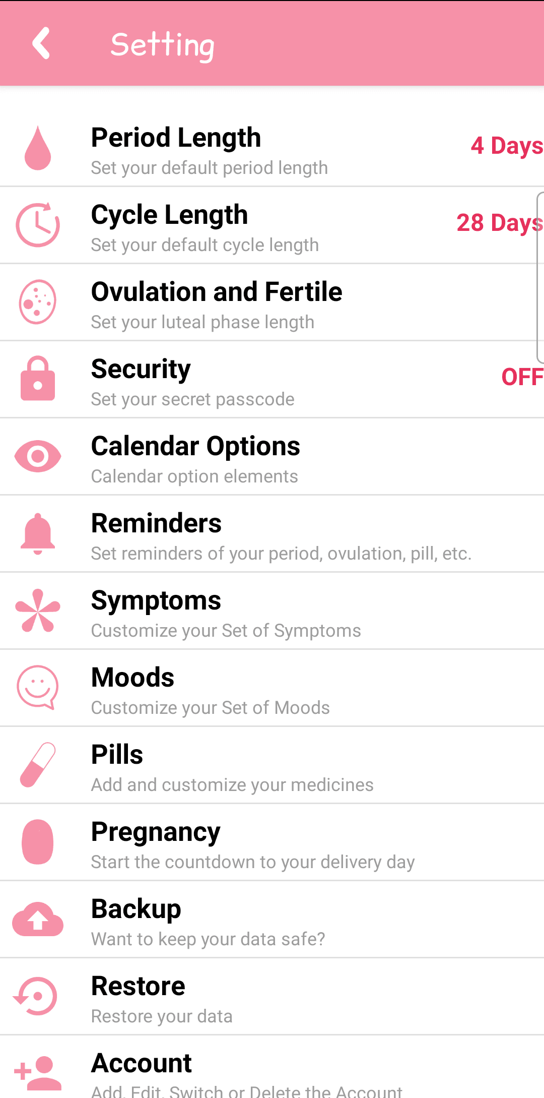 Eva Periode und Ovulation Tracker