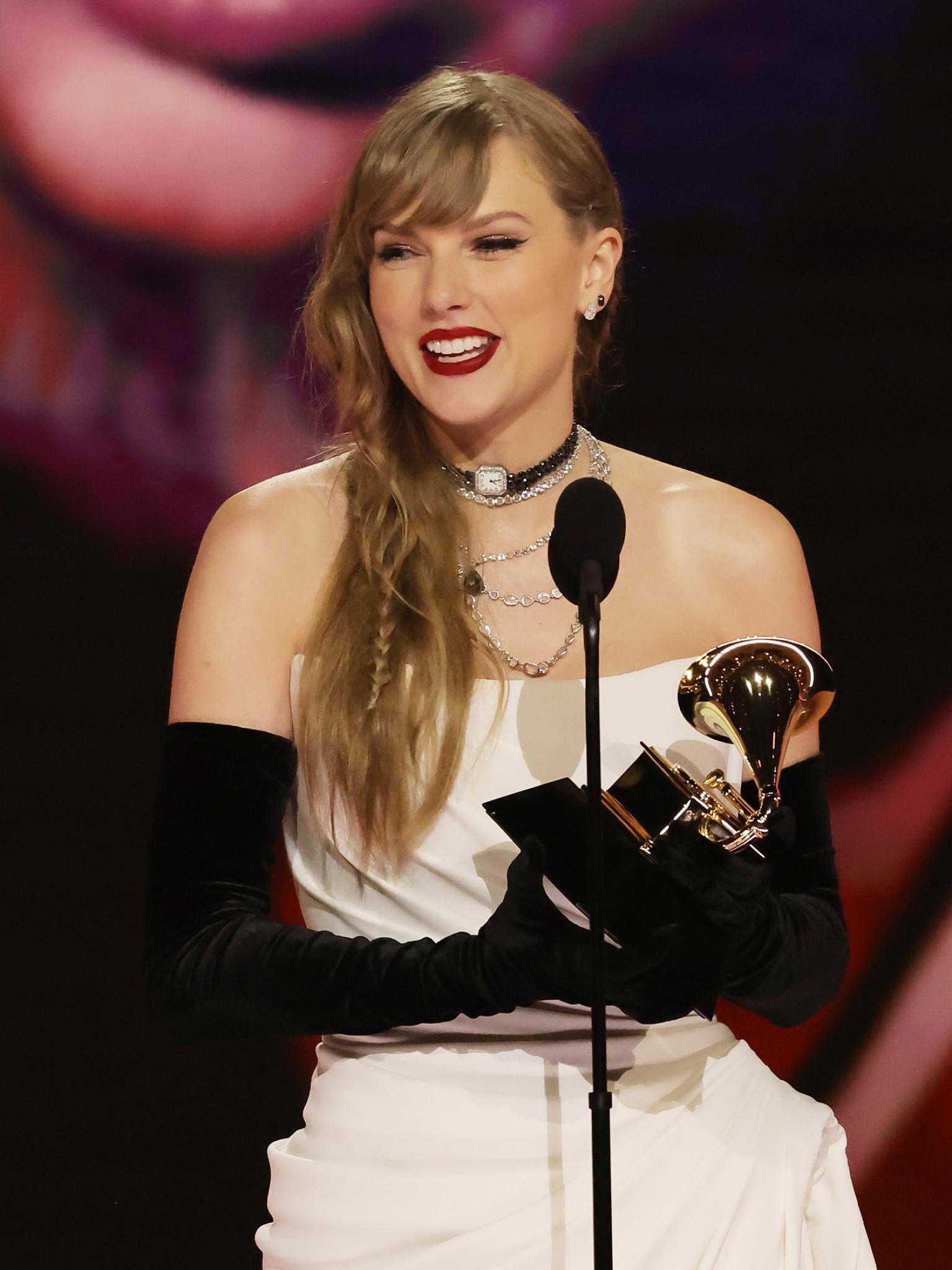 Taylor Swift hat ihren 13. Grammy-Award-Gewinn genutzt, um ihr neues Album anzukündigen
