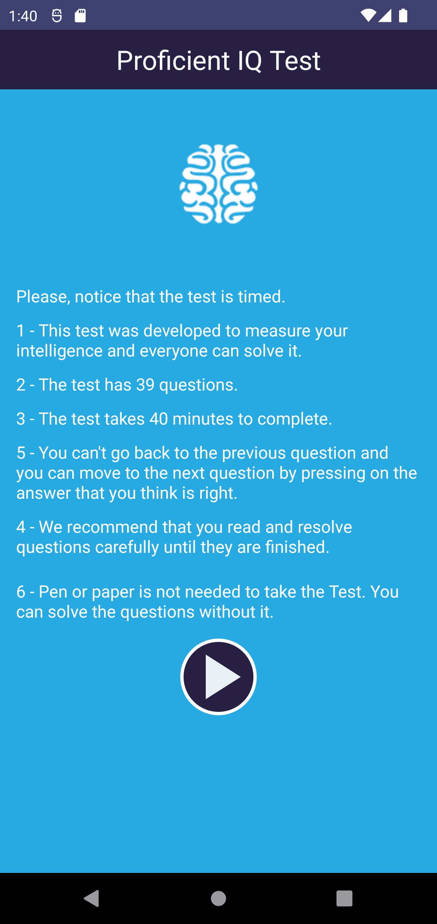 Proficient IQ Test