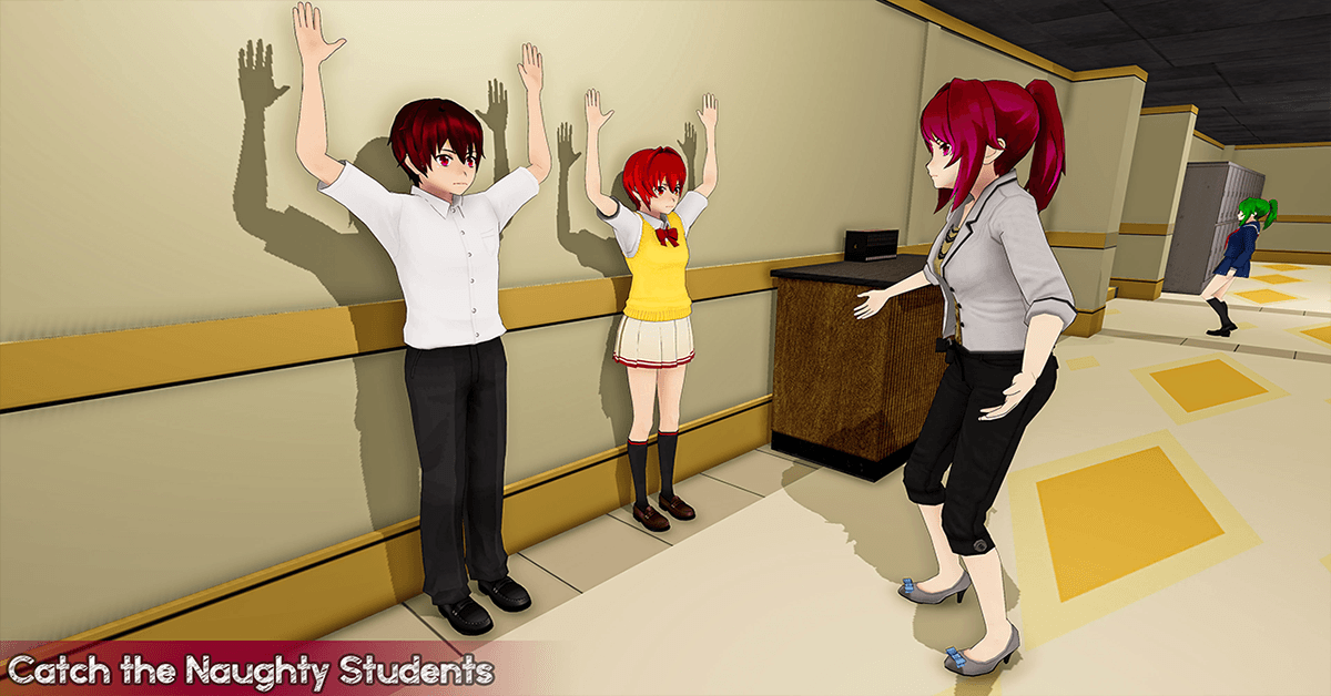 Anime Mädchen Schule Lehrer 3D