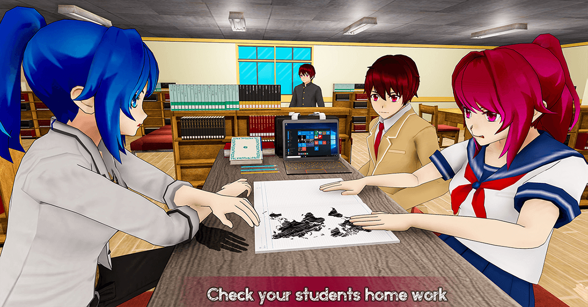 Anime Mädchen Schule Lehrer 3D