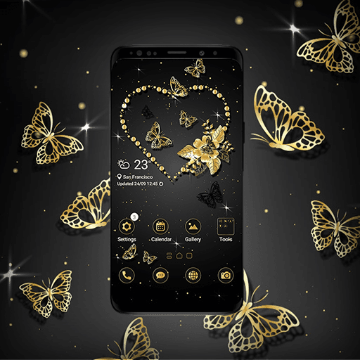 Golden Heart And Butterflies