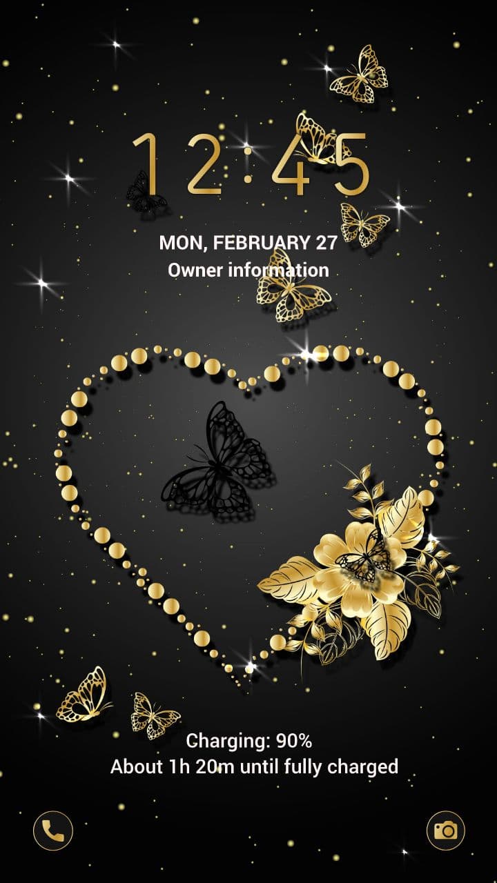 Golden Heart And Butterflies