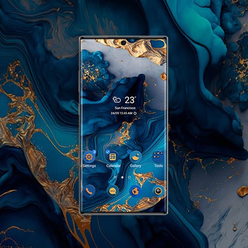 Luxuriöser Blauer Und Goldener Marmor